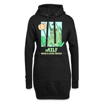 Lustiges Frosch - Hoodie-Kleid - Schwarz - Vorne