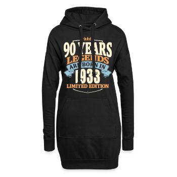 90 ans - les légendes sont nées en 1933 - Sweat-shirt à capuche long Femme - noir - Devant