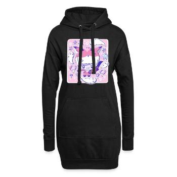 Cute zombie Devil Fox bubble head cutie - Hoodie Dress - black - Front