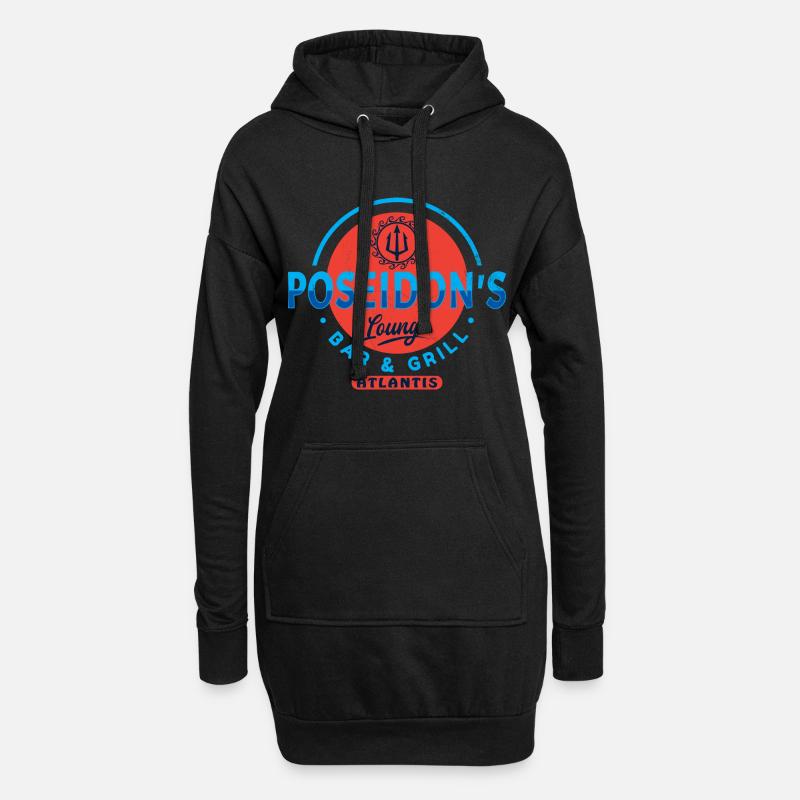 Poseidon - Hoodie-Kleid - Schwarz