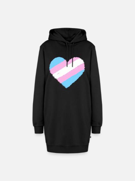 Trans-Herz - Hoodie-Kleid - Schwarz