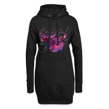 Fleurs Beautiful Cybèle - Sweat-shirt à capuche long Femme - noir - Devant
