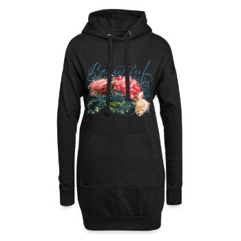 Fleurs Beautiful Flore - Sweat-shirt à capuche long Femme - noir - Devant