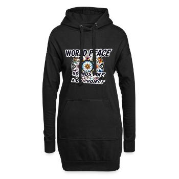 Peace World Peace DIY Dicton - Sweat-shirt à capuche long Femme - noir - Devant