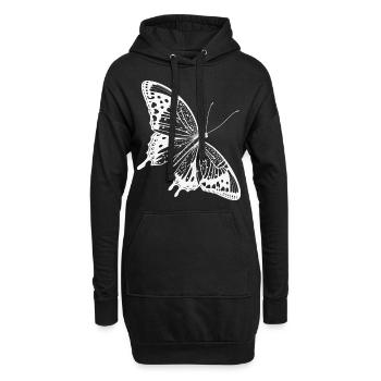 Un joyau de la nature: croquis éclairant d’un papillon - Sweat-shirt à capuche long Femme - noir - Devant