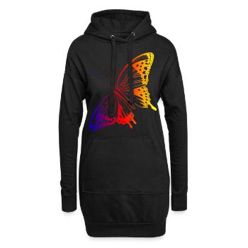 Symphonie radieuse : une étonnante esquisse d’un papillon - Sweat-shirt à capuche long Femme - noir - Devant