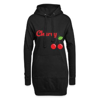 Kirsche - Hoodie-Kleid - Schwarz - Vorne