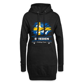 Pêche en Suède - Sweat-shirt à capuche long Femme - noir - Devant