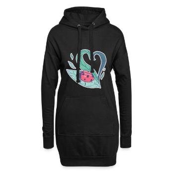 Niedlicher Marienkäfer auf Blatt - Hoodie-Kleid - Schwarz - Vorne