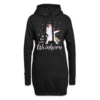 Ich bin ein Weinhorn Einhorn mit Wein - Hoodie-Kleid - Schwarz - Vorne