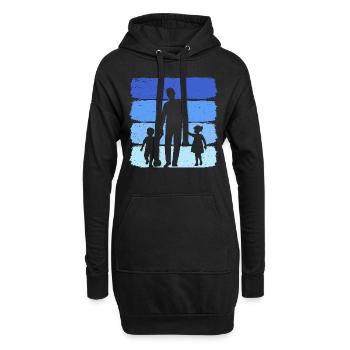 Vater mit Tochter und Sohn papa und tochter sohn - Hoodie-Kleid - Schwarz - Vorne