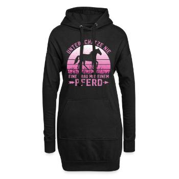 Unterschätze Nie Eine Frau Mit Einem Pferd Reiter - Hoodie-Kleid - Schwarz - Vorne