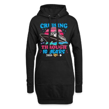 Kreuzfahrt durch den 10. Hochzeitstag - Hoodie-Kleid - Schwarz - Vorne