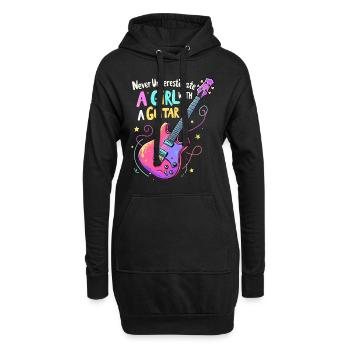 Fille avec la puissance de la guitare - Sweat-shirt à capuche long Femme - noir - Devant