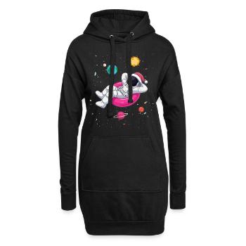 Un astronaute de Noël détendu dans l’espace - Sweat-shirt à capuche long Femme - noir - Devant