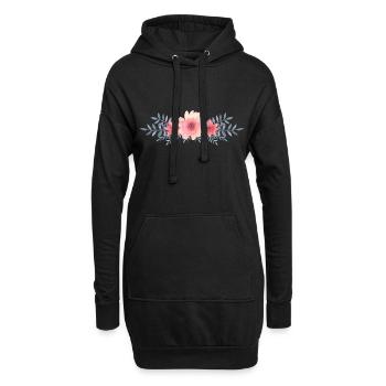 Bannière florale - aquarelle - rose - Sweat-shirt à capuche long Femme - noir - Devant