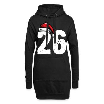 26 Zahl Weihnachten - Hoodie-Kleid - Schwarz - Vorne