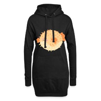 Poisson-globe - Sweat-shirt à capuche long Femme - noir - Devant