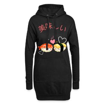 sleep walking sushi japan fisch sushimi reis lachs - Hoodie-Kleid - Schwarz - Vorne