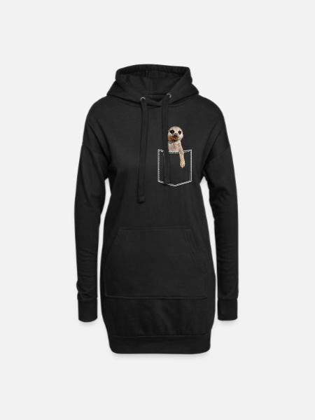 Erdmännchen In Brusttasche Hemdtasche - Hoodie-Kleid - Schwarz