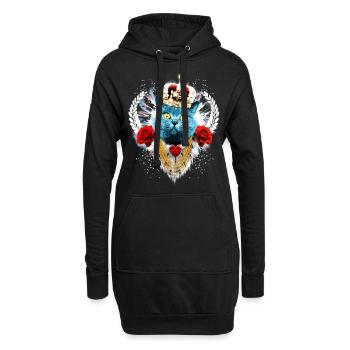Blue Cat Le Roi - couronne de lauriers roses de - Sweat-shirt à capuche long Femme - noir - Devant