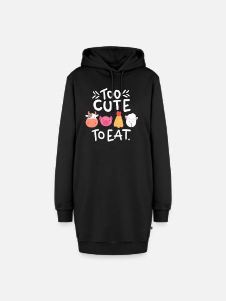 Too cute to eat Geschenk Veganer Vegetarier Vegan - Hoodie-Kleid - Schwarz