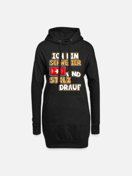 Schweiz Flagge. Ich bin Schweizer und stolz drauf. - Hoodie-Kleid - Schwarz