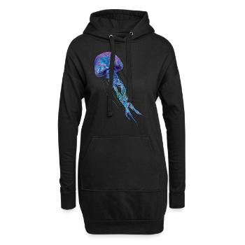 Meilleur design de méduses carrées en ligne - Sweat-shirt à capuche long Femme - noir - Devant