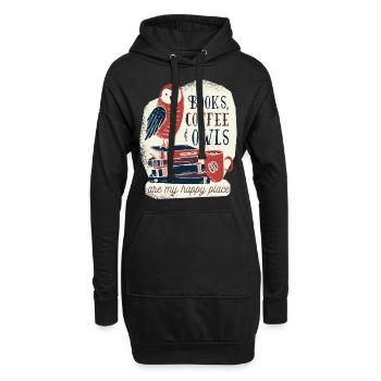 Meilleurs livres design de hiboux à café en ligne - Sweat-shirt à capuche long Femme - noir - Devant