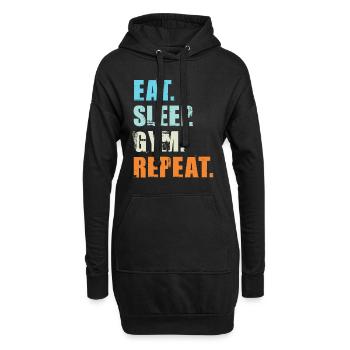 EAT SLEEP GYM REPEAT t-shirt workout gym fitness - Sweat-shirt à capuche long Femme - noir - Devant