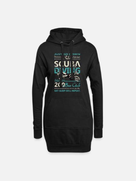 Diving vintage retro shark 200 bar club - Hoodie Dress - black