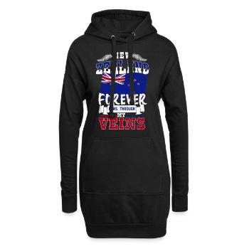 NewZealand,Flagge, Karte, neuseeland wappen - Hoodie-Kleid - Schwarz - Vorne
