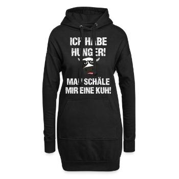 Ich habe Hunger! Man Schäle mir eine Kuh - Hoodie-Kleid - Schwarz - Vorne