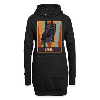 70s 80s Retro Eulen Vintage Kauz Eule - Hoodie-Kleid - Schwarz - Vorne