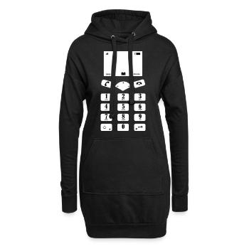 Vintage Téléphone Handy Retro Boutons costume carnaval - Sweat-shirt à capuche long Femme - noir - Devant