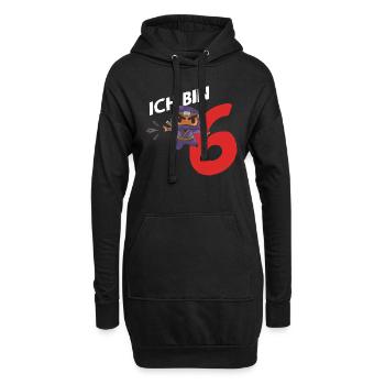 6e anniversaire Six cadeaux Birthday 6 ans - Sweat-shirt à capuche long Femme - noir - Devant