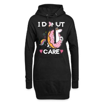 Cooles Donut Care Einhorn - Unicorn mit Donut - Hoodie-Kleid - Schwarz - Vorne