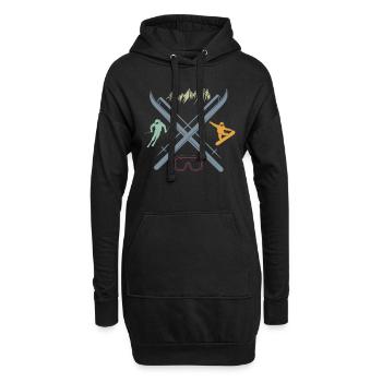Ski und Snowboard Symbole Wintersport Liebhaber - Hoodie-Kleid - Schwarz - Vorne