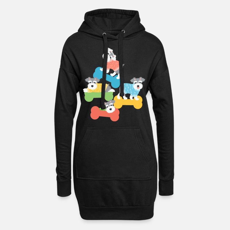 Zwergschnauzer Hunde in Pullovern - Hoodie-Kleid - Schwarz
