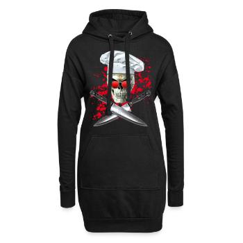cuisinier crâne éclaboussure - Sweat-shirt à capuche long Femme - noir - Devant