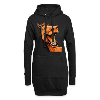 Lachendes Pferd Lustig Witzig Humor Verrückt Ugly - Hoodie-Kleid - Schwarz - Vorne