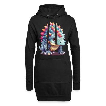 Niedlicher Pastell Ankylosaurus Dino Comic - Hoodie-Kleid - Schwarz - Vorne