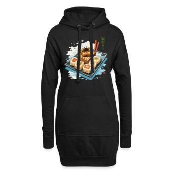 Design esthétique japonais Sushi Streetwear - Sweat-shirt à capuche long Femme - noir - Devant