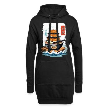 Asiatisches Essen Kanji Zeichen Aesthetic Design - Hoodie-Kleid - Schwarz - Vorne