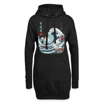 Japanische Kanagawa Welle Vintage Ukiyo-E - Hoodie-Kleid - Schwarz - Vorne