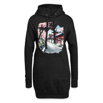 Japon Vintage Esthétique Rétro Streetwear Design - Sweat-shirt à capuche long Femme - noir - Devant