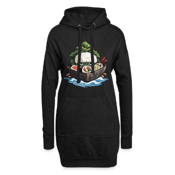 Sushi Yokai Japon Anime Streetwear Food Design - Sweat-shirt à capuche long Femme - noir - Devant