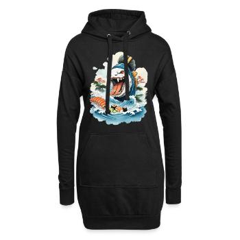 Sushi Rice Monster Japon Art Streetwear - Sweat-shirt à capuche long Femme - noir - Devant