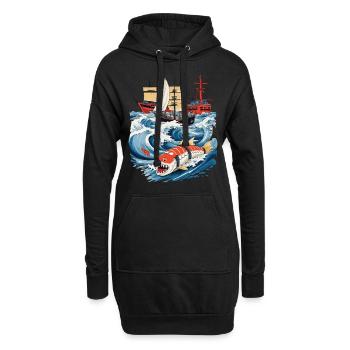 Lustige Sushi Fantasy Vintage Japan Aesthetic - Hoodie-Kleid - Schwarz - Vorne