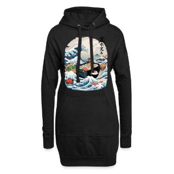 Sushi japonais Ukiyo-E Art Design esthétique - Sweat-shirt à capuche long Femme - noir - Devant